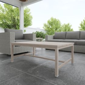 Durable Aluminum Coffee Table - Solid Construction, Weather-Resistant Surface - Whitewashed Birch Look, Dual Stretchers