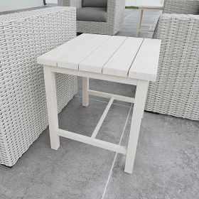 Durable Outdoor End Table - Solid Aluminum Construction, Whitewashed Birch Look - Natural Charm, Adjustable Levelers