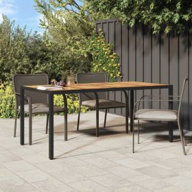 Patio Table 74.8"x35.4"x29.5" Poly Rattan and Acacia Wood Black