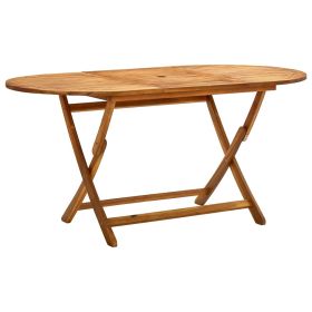 Folding Patio Table 63"x33.5"x29.5" Solid Wood Acacia