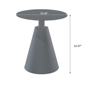 Outdoor Aluminum Round Side Table, Grey