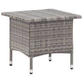 Tea Table Gray 19.7"x19.7"x18.5" Poly Rattan