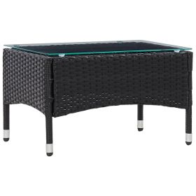 Coffee Table Black 23.6"x15.7"x14.2" Poly Rattan