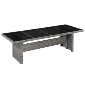 Patio Table 94.5"x35.4"x29.1" Poly Rattan and Glass
