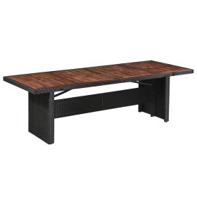 Patio Table 94.5"x35.4"x29.1" Poly Rattan and Solid Acacia Wood
