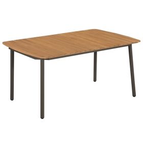 Patio Table 59"x35.4"x28.3" Solid Acacia Wood and Steel