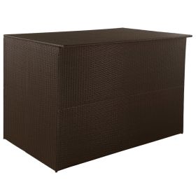 Patio Storage Box Brown 59"x39.4"x39.4" Poly Rattan