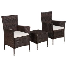 3 Piece Bistro Set Poly Rattan Brown