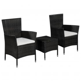 3 Piece Bistro Set Poly Rattan Black