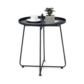 Outdoor Patio Metal Patio End Table with Handle
