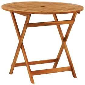 Folding Patio Table Ø35.4"x29.5" Solid Eucalyptus Wood