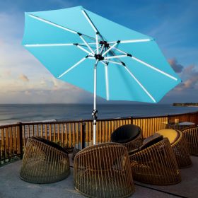 Wholesale Adjustable Outside Umbrella Solar Led Blue Outdoor Patio Umbrella With Light