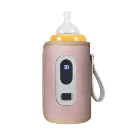 1Pc Baby Bottle Warmer Feeding Bottle Heat Keeper Travel Warmer Cover Formula Milk Water USB Heater Outdoor Bottle Warmer (Color: Pink)