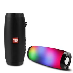 Wireless Speaker; Waterproof Speaker With Colorful LED Light; Portable Outdoor 3D Stereo Bass Luminous Speaker (Color: Black)