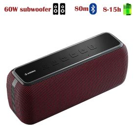 X8 60W Powerful Portable Outdoor Wireless Bluetooth Speaker TWS Hifi Home Theater System Music Sound Box Soundbar For TV (Color: X8-RED, Ships From: China)
