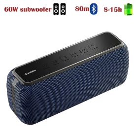X8 60W Powerful Portable Outdoor Wireless Bluetooth Speaker TWS Hifi Home Theater System Music Sound Box Soundbar For TV (Color: X8-BLUE, Ships From: China)