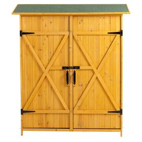 Outdoor Storage Shed with Lockable Door, Wooden Tool Storage Shed with Detachable Shelves and Pitch Roof, Natural/Gray (Color: Natural)