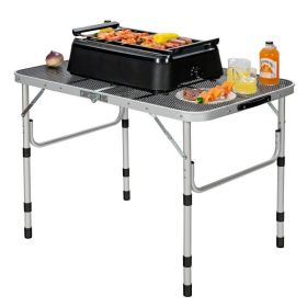 Outdoor Travel Adjustable Height Folding Camping Table (Color: Black, Type: Camping Table)