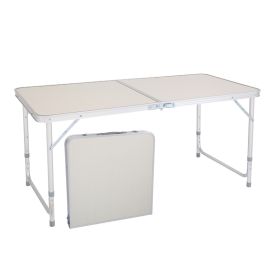 US Stock Home Use Aluminum Alloy Portable Folding Table White Outdoor Picnic Camping Dining Party Indoor RT (size: 120*60*70)