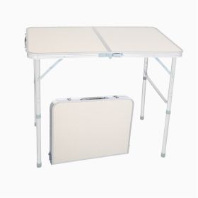 US Stock Home Use Aluminum Alloy Portable Folding Table White Outdoor Picnic Camping Dining Party Indoor RT (size: 90x60x70cm)
