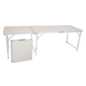 US Stock Home Use Aluminum Alloy Portable Folding Table White Outdoor Picnic Camping Dining Party Indoor RT (size: 180x60x70cm)