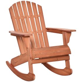 Adirondack Rocking Chair, with Slatted Wooden Design, Fanned Back, Ergonomic Armrests, Classic Rustic Style, for Patio, Teak