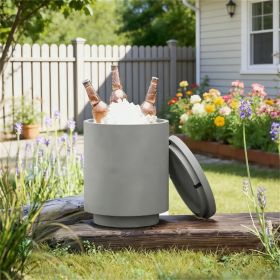 Outdoor side table, cooling rod table, with storage space, ice bucket, gray