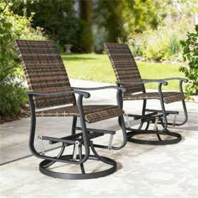 Terrace Chair, Gliding Chair, Set of Two, Outdoor Chair, Armchair, Courtyard Chair, Brown