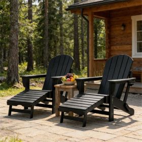 Folding chair 2-piece set, beach chair, outdoor chair, black