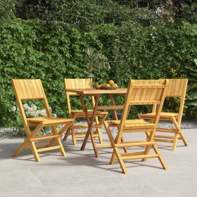 Folding Garden Chair Set of 4 Natural Teak Solid Teak Wood Medium