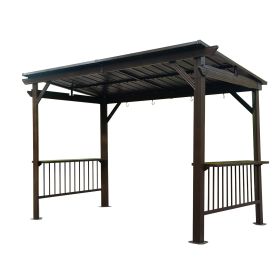 6.5x12FT Hardtop Grill Gazebo, Outdoor BBQ Gazebo with 2 Side Shelves and Sloping Galvanized Steel Roof