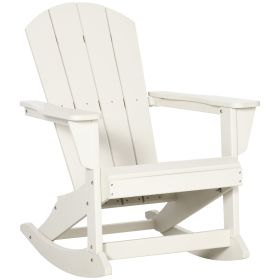 Outdoor Rocking Chair, HDPE Adirondack Porch Rocker Chair for Garden, Patio, White
