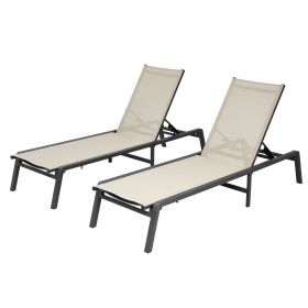 VEVOR Outdoor Chaise Lounge Chair Set of 2, 400 lbs Weight Capacity, Foldable Sun Tanning Chair, 5 Adjustable Positions, Easy Assembly
